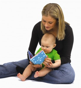 mom and baby reading